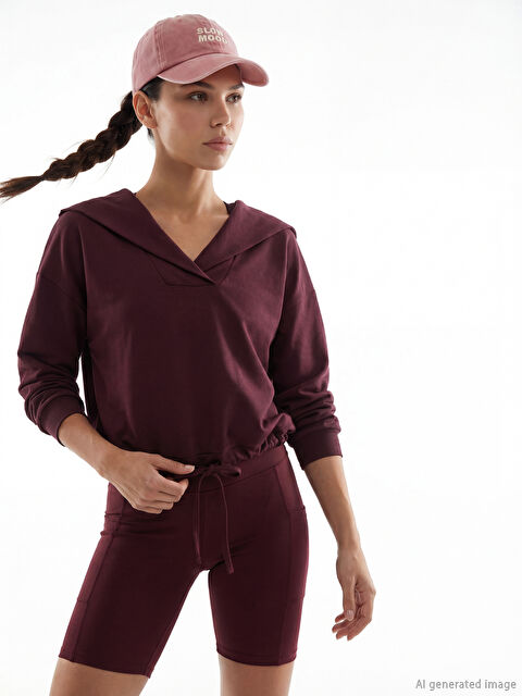 KOOR SPORT Polo Yaka Oversize Kadın Sweatshirt - S6NU34Z8-HFM