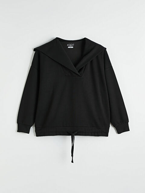 KOOR SPORT Polo Yaka Oversize Kadın Sweatshirt - S6NU34Z8-UP7