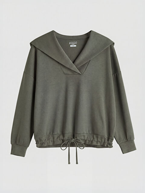 KOOR SPORT Polo Yaka Oversize Kadın Sweatshirt - S6NU34Z8-ZYL
