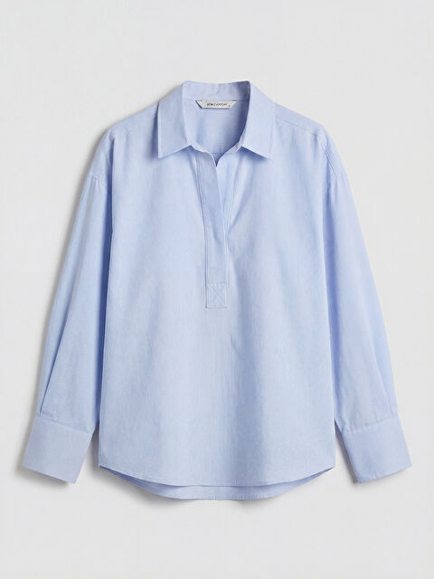 LCWAIKIKI Classic Gömlek Yaka Oversize Oxford Bluz - S6NU44Z8-1E7