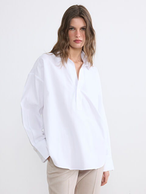 LCWAIKIKI Classic Gömlek Yaka Oversize Oxford Bluz - S6NU44Z8-Q6K