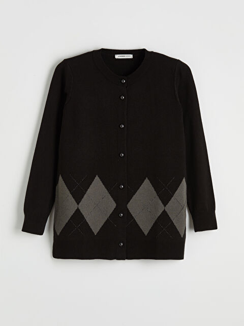 LCW Grace Bisiklet Yaka Baklava Desenli Kadın Triko Hırka - S6NU65Z8-MHH