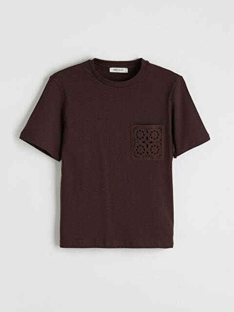 LCW Vision Bisiklet Yaka Nakışlı Kadın Tişört - S6NV48Z8-JR3