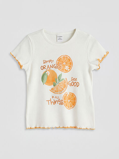 LCW Kids  Kız Çocuk Fırfırlı Baskılı Tişört - S6NV63Z1-R9J