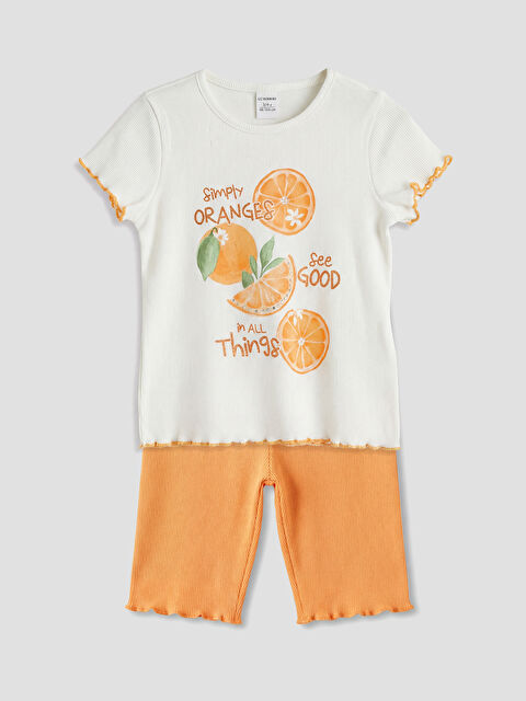 LCW Kids Baskılı Kız Çocuk Tişört ve Tayt - S6NV65Z1-R9J