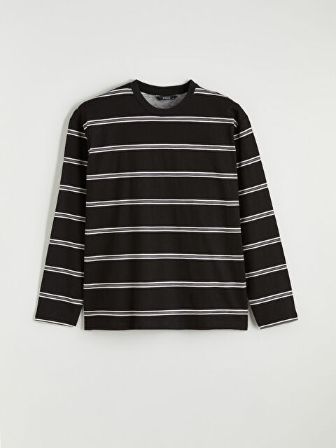 XSIDE Bisiklet Yaka Uzun Kollu Çizgili Erkek Tişört - S6NV72Z8-LEG