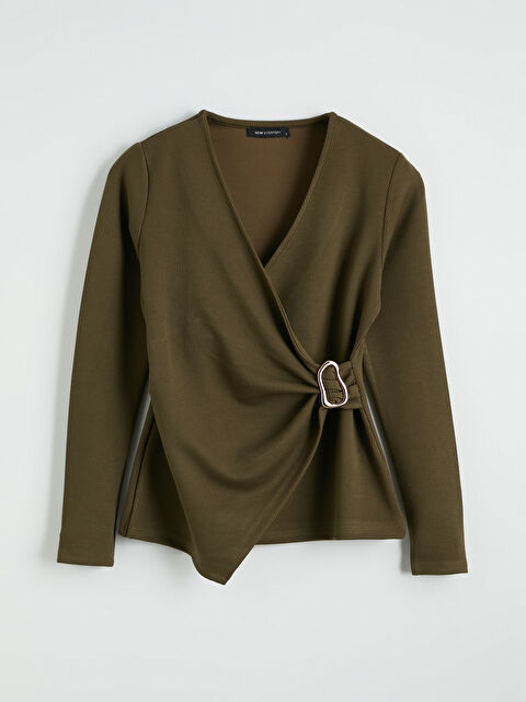 LCWAIKIKI Classic Kruvaze Yaka Büzgülü Bluz - S6NV92Z8-HEE