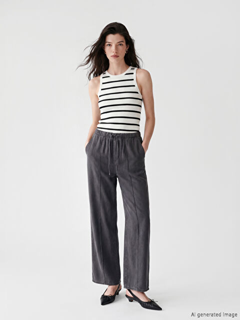 LCW Comfort Beli Lastikli Wideleg Kadın Jean Pantolon