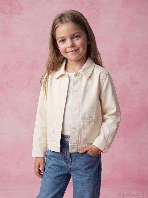 LCW Kids Dantel Detaylı Yakalı Kız Çocuk Ceket