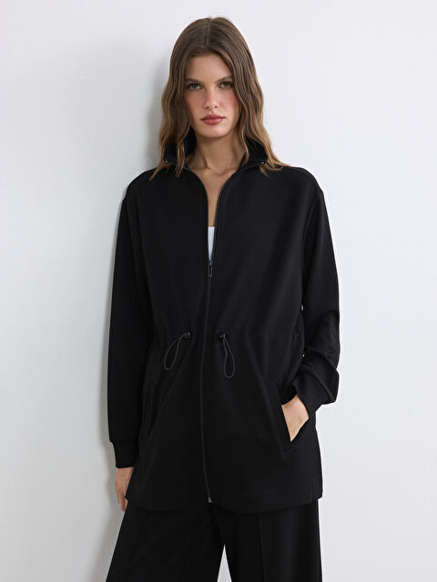 LCWAIKIKI Classic Dik Yaka Büzgülü Kadın Fermuarlı Sweatshirt	 - S6NY43Z8-CVL