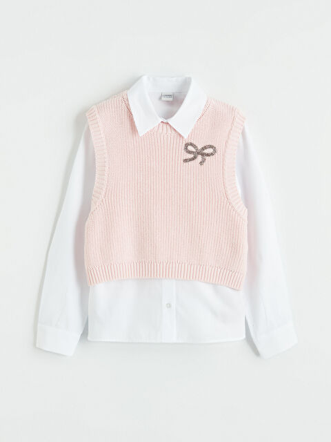 LCW Kids Kız Çocuk Triko Süveter ve Gömlek - S6NY47Z4-JYX