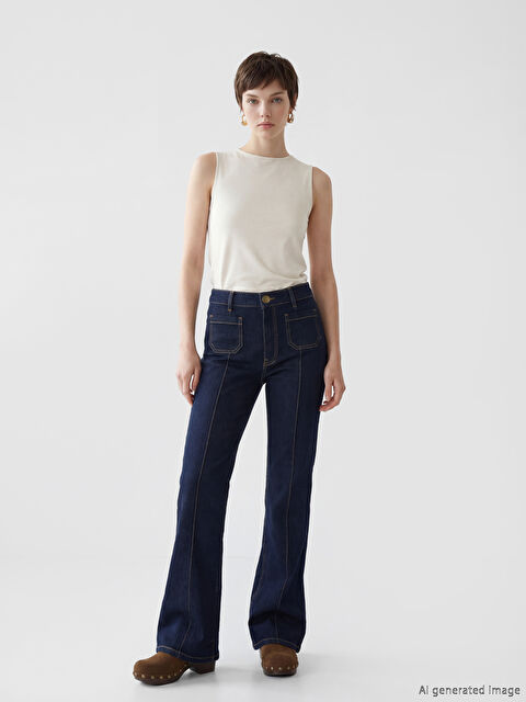 Soulife Petite Flare Kadın Jean Pantolon