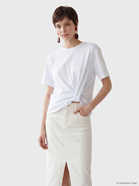 Soulife Petite Bisiklet Yaka Büzgülü Bluz