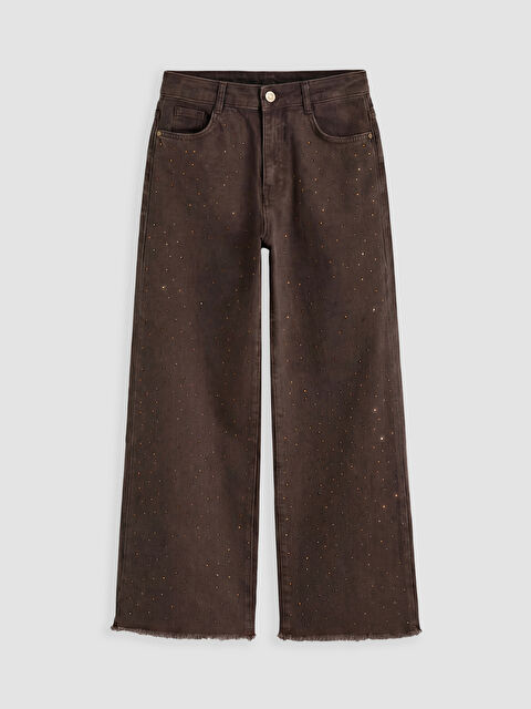 LCW Kids Wideleg Taşlı Kız Çocuk Jean Pantolon