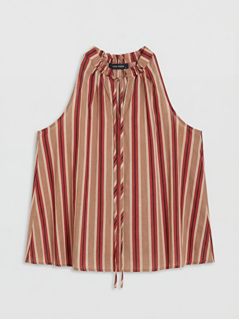 LCW Vision Bağlama Yaka Çizgili Bluz