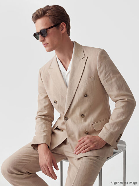 SOUTHBLUE Standart Kalıp Erkek Keten Blazer Ceket