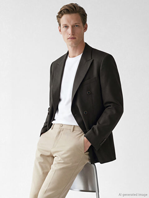 SOUTHBLUE Standart Kalıp Erkek Keten Blazer Ceket