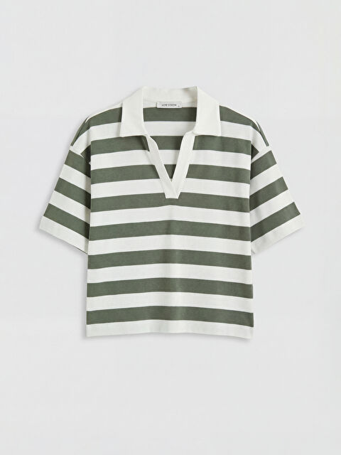 LCW Vision Polo Yaka Çizgili Kadın Tişört - S6O068Z8-LFM