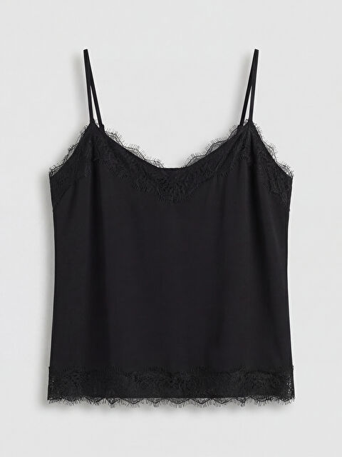 LCW Vision V Yaka Dantel Detaylı İp Askılı Bluz - S6O130Z8-CVL