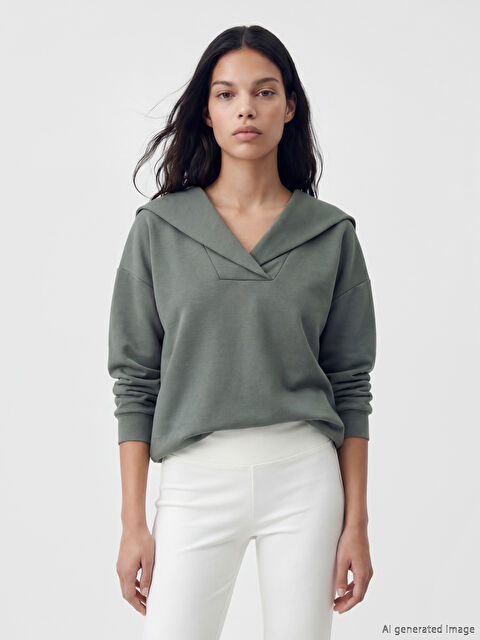 Natuvera V Yaka Kadın Sweatshirt