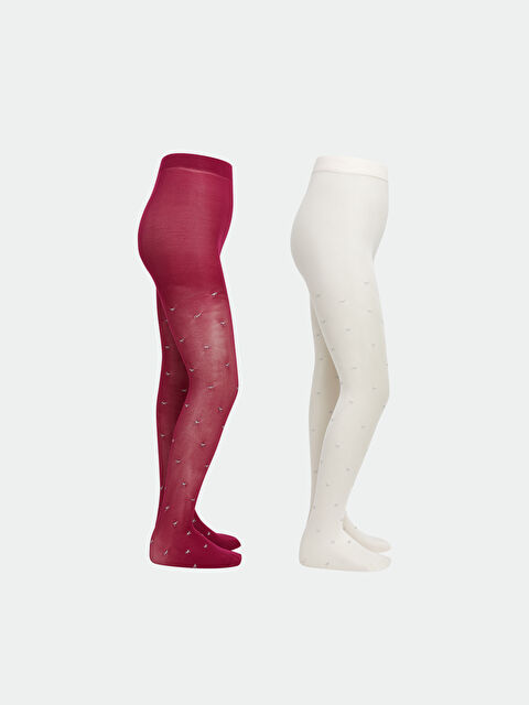 LCW Kids Fiyonk Desenli Kız Çocuk İnce Külotlu Çorap 2'li