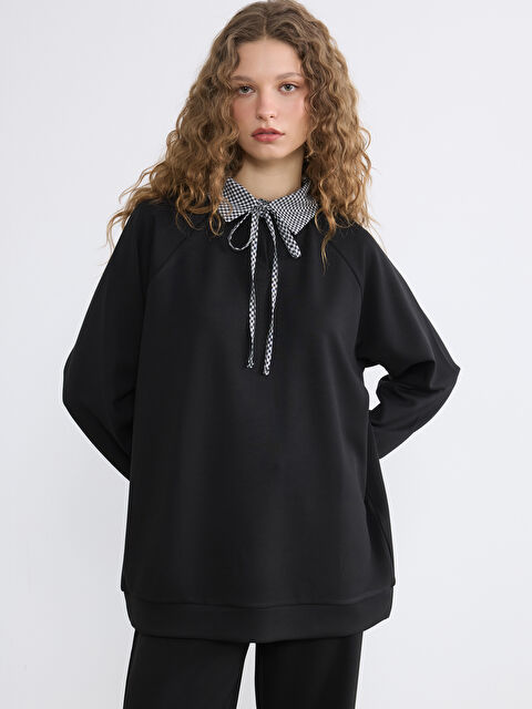 LCW Modest Gömlek Yaka Ekose Kadın Sweatshirt Tunik - S6O169Z8-CVL