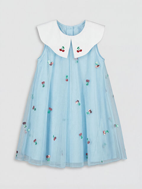 LCW baby Bebe Yaka Nakışlı Kız Çocuk Prenses Elbisesi