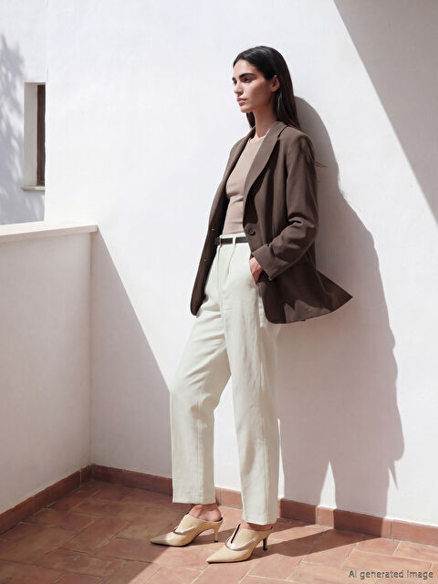 LCWAIKIKI Classic Beli Kemerli Kadın Kumaş Pantolon