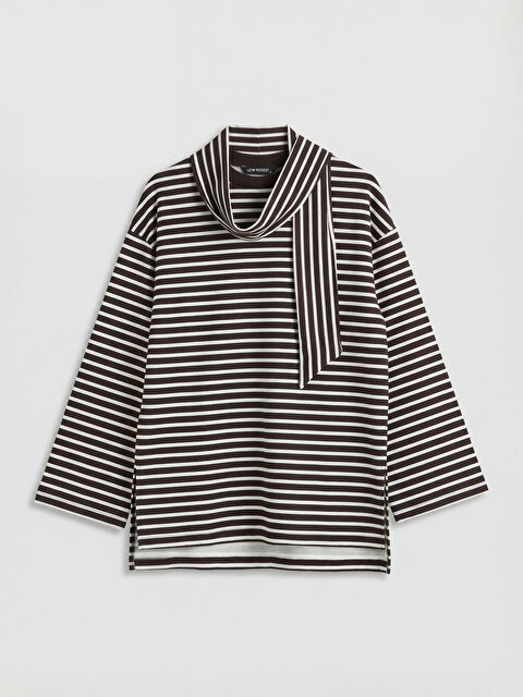 LCW Modest Şal Yaka Çizgili Kadın Sweatshirt Tunik - S6O187Z8-LEX