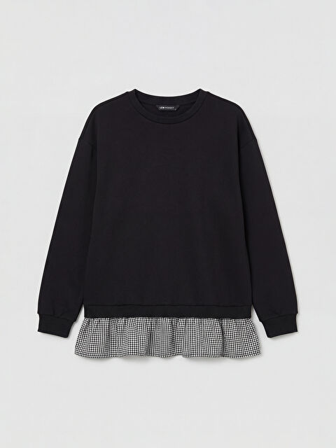 LCW Modest Bisiklet Yaka Ekose Kadın Sweatshirt Tunik - S6O191Z8-CVL