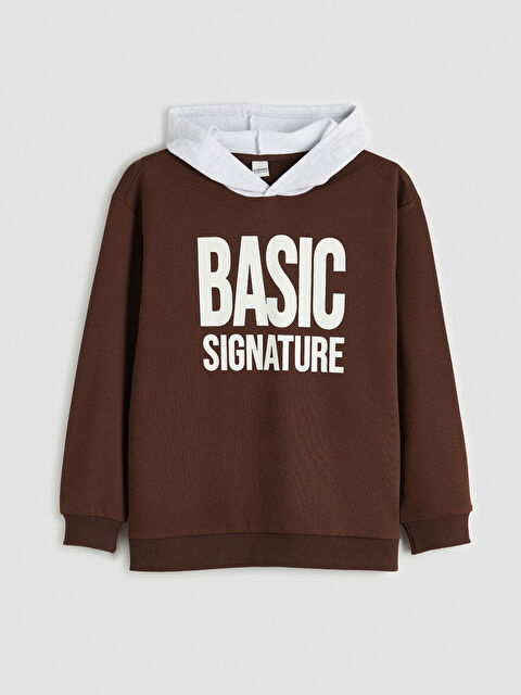 LCW Kids Kapüşonlu Baskılı Erkek Çocuk Sweatshirt - S6O196Z4-3YC