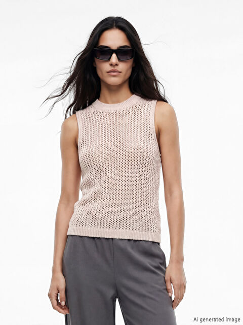 LCW Vision Bisiklet Yaka Ajurlu Kadın Triko Atlet	 - S6O212Z8-DRR