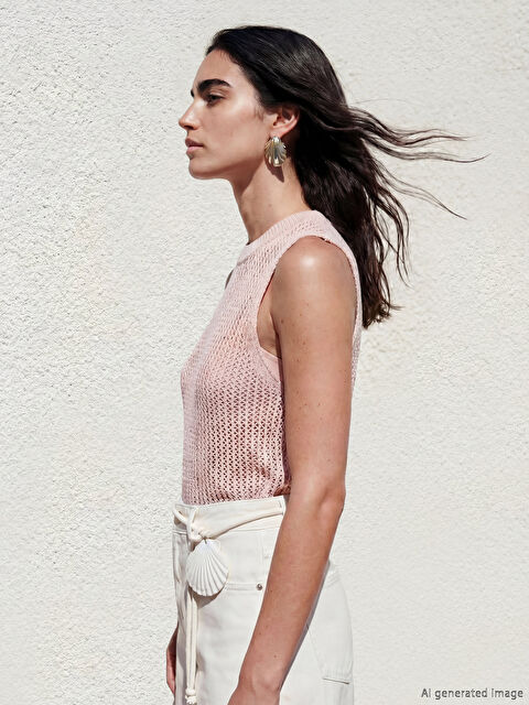 LCW Vision Bisiklet Yaka Ajurlu Kadın Triko Atlet	