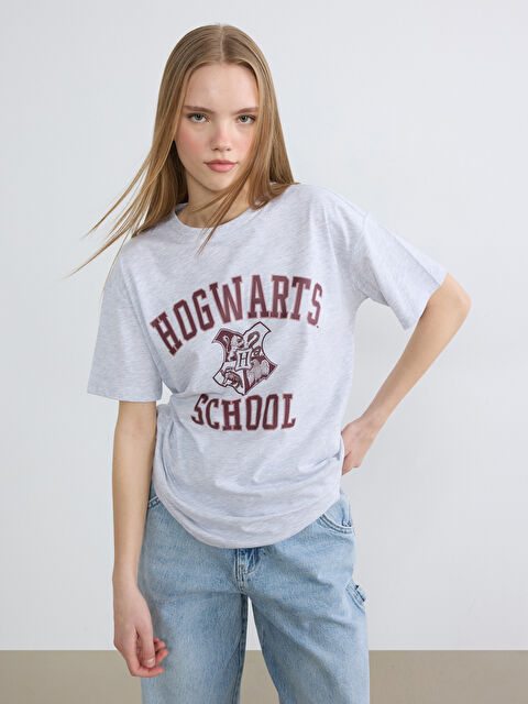 XSIDE Bisiklet Yaka Harry Potter Baskılı Kadın Tişört - S6O226Z8-LAL