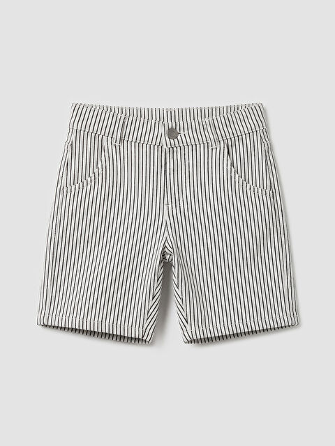 LCW ECO Çizgili Erkek Çocuk Jean Şort