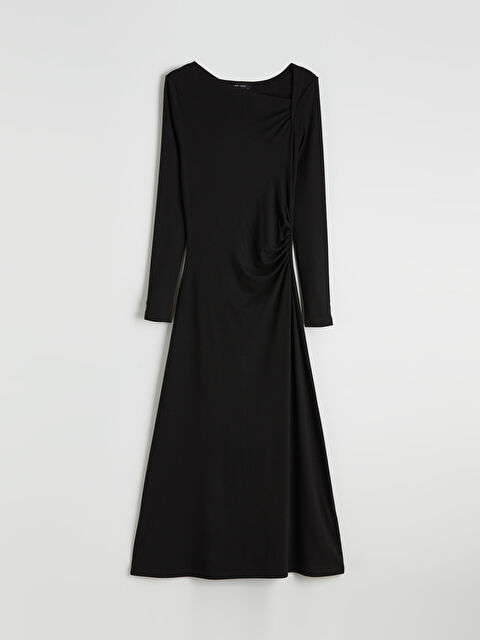 LCW Vision Kayık Yaka Büzgülü Elbise - S6O263Z8-CVL