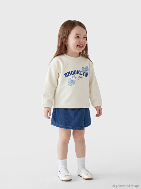 LCW baby Beli Lastikli Kız Bebek Jean Şort Etek - S6O280Z1-DU2