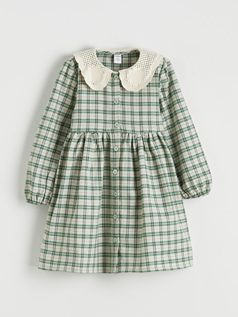 LCW Kids Bebe Yaka Ekose Flanel Kız Çocuk Elbise - S6O299Z1-LME