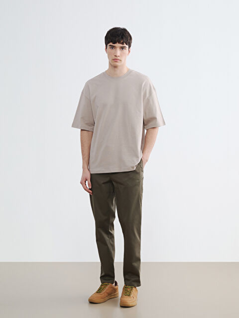 XSIDE بنطلون رجالي بقصة رفيعة وخصر مرن - S6O307Z8-CTY