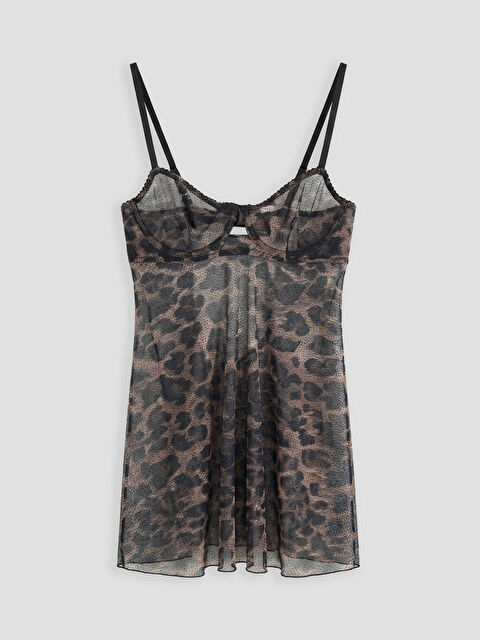LCW DREAM İp Askılı Leopar Desenli Kadın Fantezi Gecelik - S6O329Z8-LQY