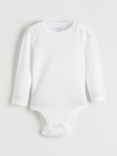 LCW baby Bisiklet Yaka Uzun Kollu Kız Bebek Çıtçıtlı Body