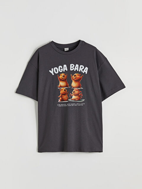 LCW Kids Bisiklet Yaka Baskılı Kız Çocuk Tişört - S6O354Z4-HEF