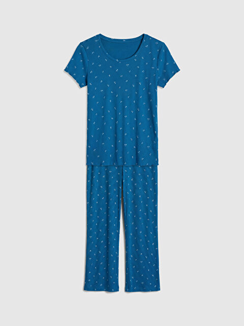 LCW DREAM Bisiklet Yaka Çiçekli Kadın Pijama Takımı