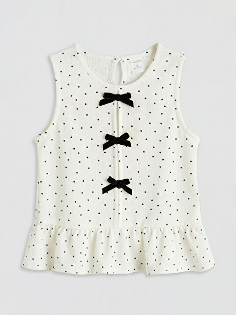 LCW Kids Bisiklet Yaka Puantiyeli Kız Çocuk Tişört