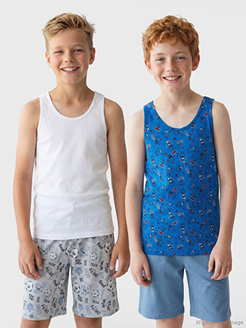 LCW Kids Bisiklet Yaka Erkek Çocuk Atlet 2'li - S6O433Z4-LQL