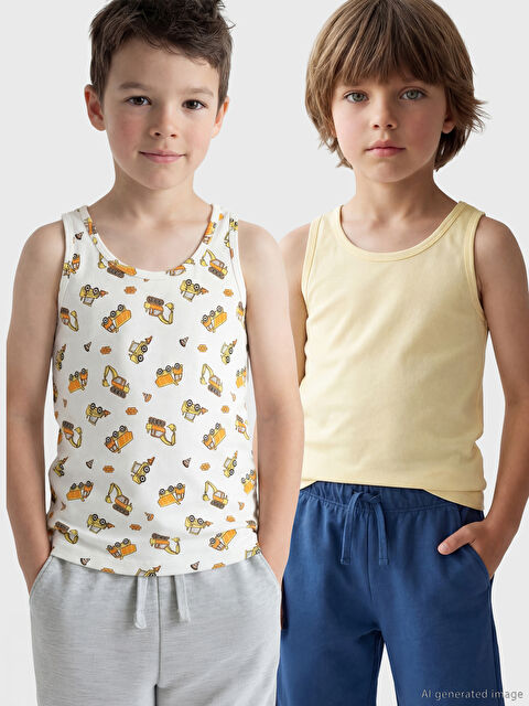 LCW Kids Bisiklet Yaka Erkek Çocuk Atlet 2'li - S6O450Z1-LRA