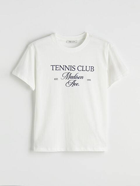 LCW Vision Bisiklet Yaka Baskılı Kadın Tişört - S6O451Z8-R9J