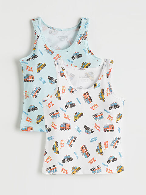 LCW Kids Bisiklet Yaka Baskılı Erkek Çocuk Atlet 2'li - S6O453Z1-LU7