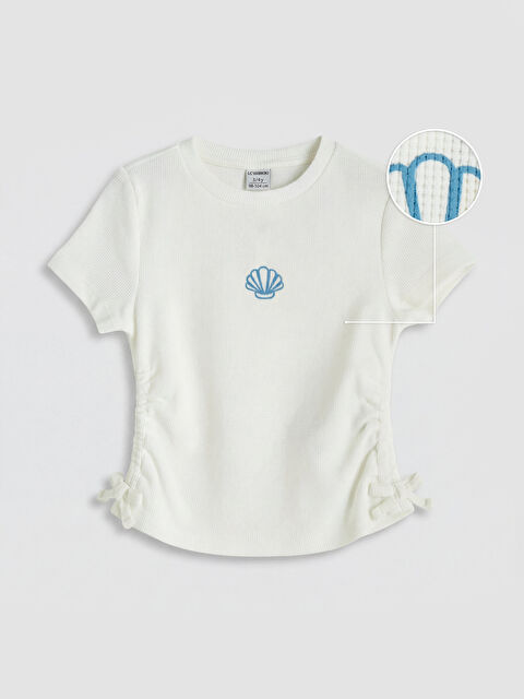 LCW Kids تي شيرت بناتي مكشكش بياقة دائرية