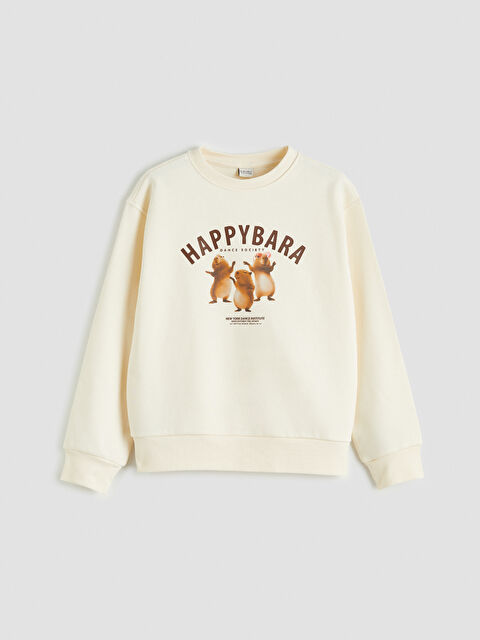 LCW Kids Baskılı Kız Çocuk Kalın Sweatshirt - S6O460Z4-FRC